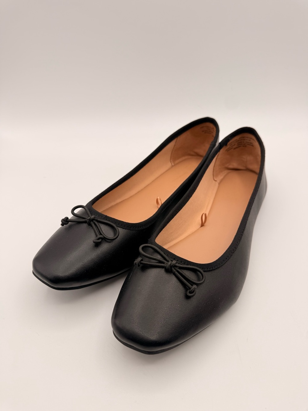TIME AND TRU Ballet Flats Black Faux Leather Bow Women’s 11